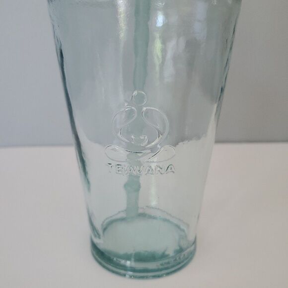Teavana Recycled Drinking Glass Tumbler Cold Cup with Straw Spain - Picture 3 of 9